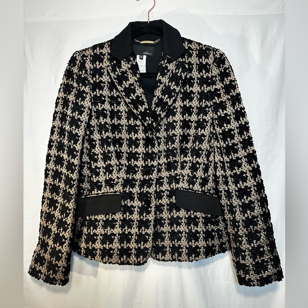 Les Copains Black Tan Tweed Blazer Jacket